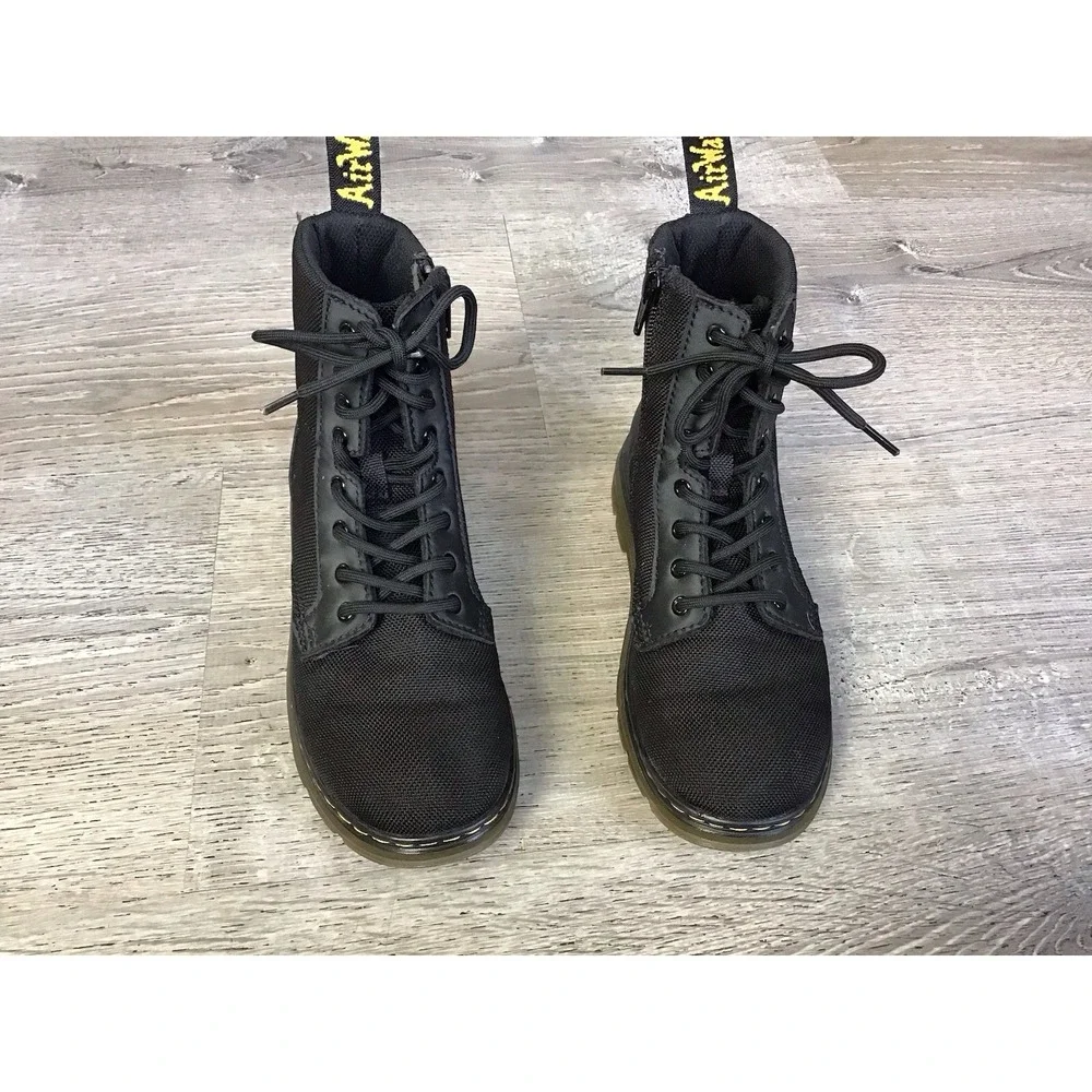 Doc Dr Martens Boots Combs J Combat Lace Up Black Canvas Zip Youth Kids Size 2